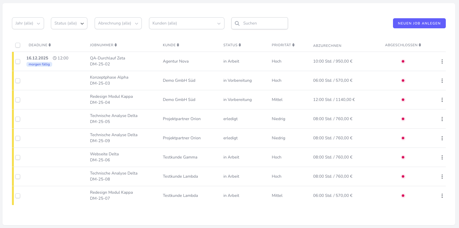 freece.de Projektverwaltung für Freelancer - Projektmanagement Software Screenshot